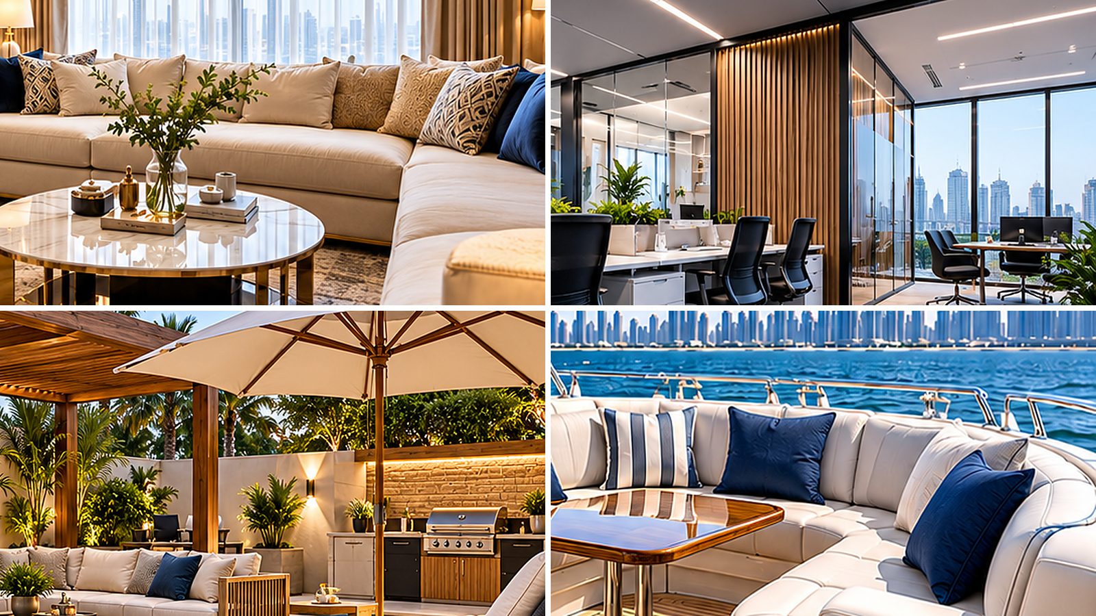 Golden Feather furnishing for homes, offices, outdoor spaces and yachts across the UAE